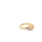 18k Yellow Gold 5.3 Gram Round Ruby On Eyes and Blue Sapphire On Mouth Panther Ring